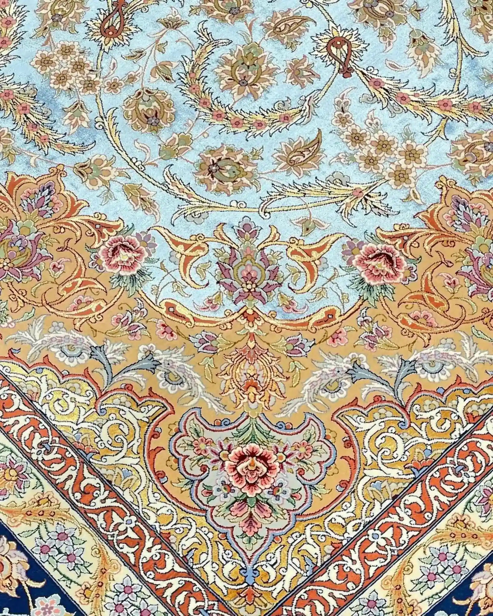 "Luxury Silk and Wool Persian Rug, 350 cm x 250 cm - Traditional Isfahan Design"